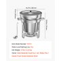 VEVOR 1 Pack Soup Chafer, Chafing Dish for Buffet Set,10.4L Stainless Steel, Catering Marmite for Banquet Party Wedding, Round Buffet Server and Soup Warmer, with Pot, Ladle, and Fuel Holder