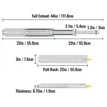 VEVOR Heavy Duty Drawer Slides 22" Length, Locking Drawer Slides 500lbs Load Capacity Full Extension Drawer Slide 1 Pair Side Mount Ball Bearing Drawer Glides Cabinet Industrial Shelf