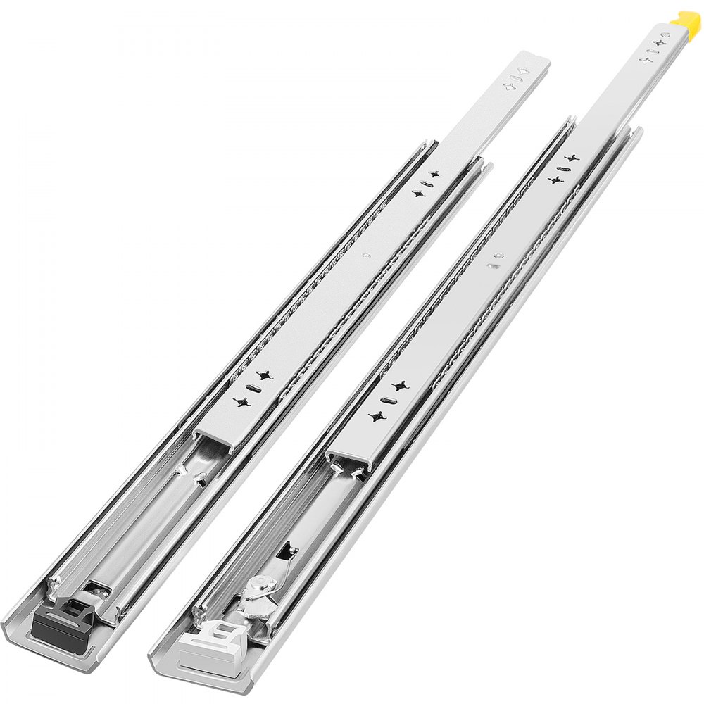 VEVOR heavy duty drawer slides shown in chrome finish.