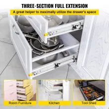 VEVOR Heavy Duty Drawer Slides 2PCS Drawer Slides 24" Locking Drawer Slides 250LBS Capacity Heavy Duty Slides Three Section Full Extension Drawer Slide Cold-Rolled Steel Industrial Drawer Slides