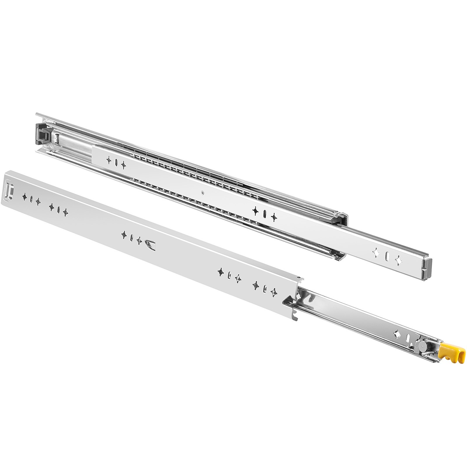 VEVOR heavy duty drawer slides in stainless steel with mounting holes and smooth ball bearings.
