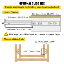 VEVOR Drawer Slides Heavy Duty Drawer Slides 28" Cold-rolled Steel 250lbs Load