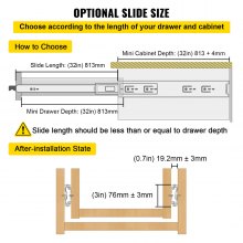 VEVOR Drawer Slides Heavy Duty Drawer Slides 32" Cold-rolled Steel 250lbs Load