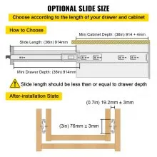 VEVOR Heavy Duty Drawer Slides 2PCS Drawer Slides 36" Locking Drawer Slides 250LBS Capacity Heavy Duty Slides Three Section Full Extension Drawer Slide Cold-Rolled Steel Industrial Drawer Slides