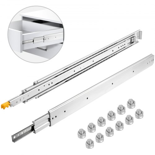VEVOR Heavy Duty Drawer Slides 28" Length, Locking Drawer Slides 500lbs Load Capacity Long Full Extension Drawer Slide 1 Pair Side Mount Ball Bearing Drawer Glides Push to Open Drawer Runners Rail