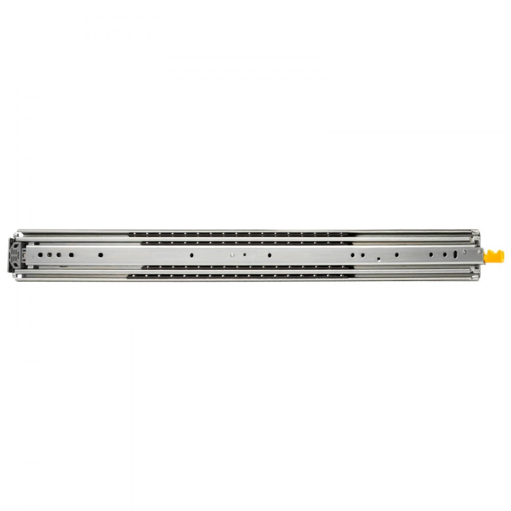 VEVOR heavy duty drawer slides with yellow locking mechanism, side view.