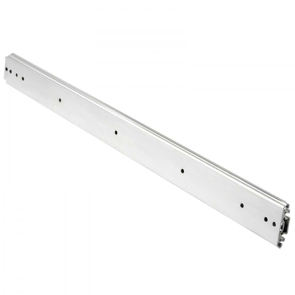 VEVOR heavy duty drawer slides in stainless steel, showcasing mounting holes.