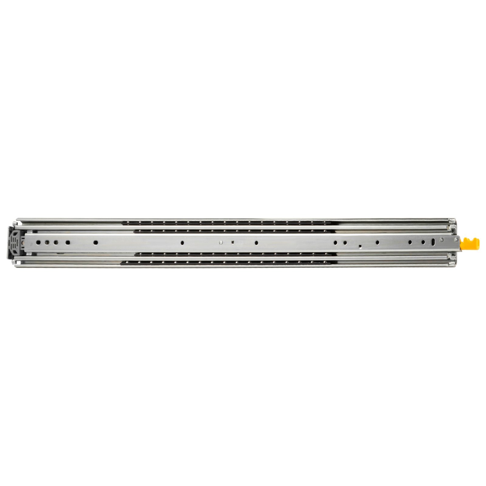 VEVOR heavy duty drawer slides with yellow locking mechanism, side view.
