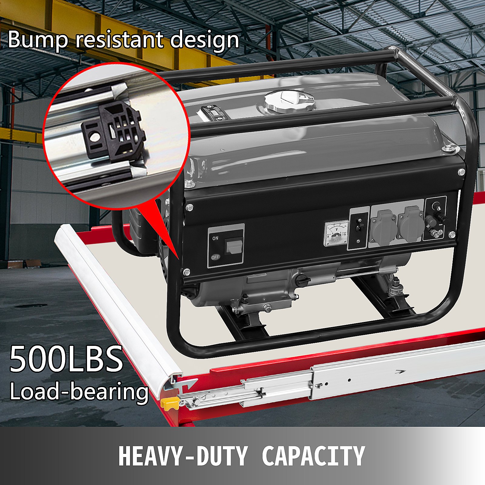 VEVOR heavy duty drawer slides with 500lbs load-bearing and bump-resistant design.