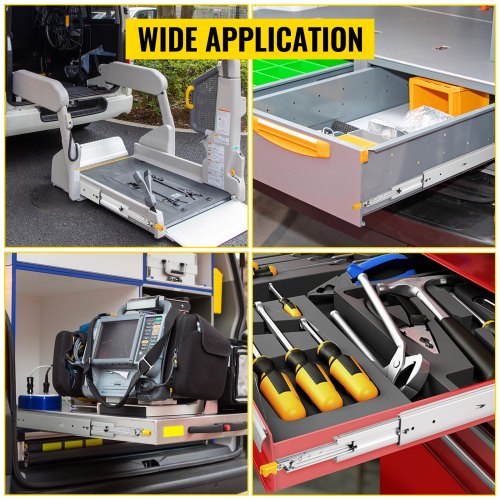 VEVOR Heavy Duty Drawer Slides 32" Length, Locking Drawer Slides 500lbs Load Capacity Long Full Extension Drawer Slide 1 Pair Side Mount Ball Bearing Drawer Glides Push to Open Drawer Runners Rail