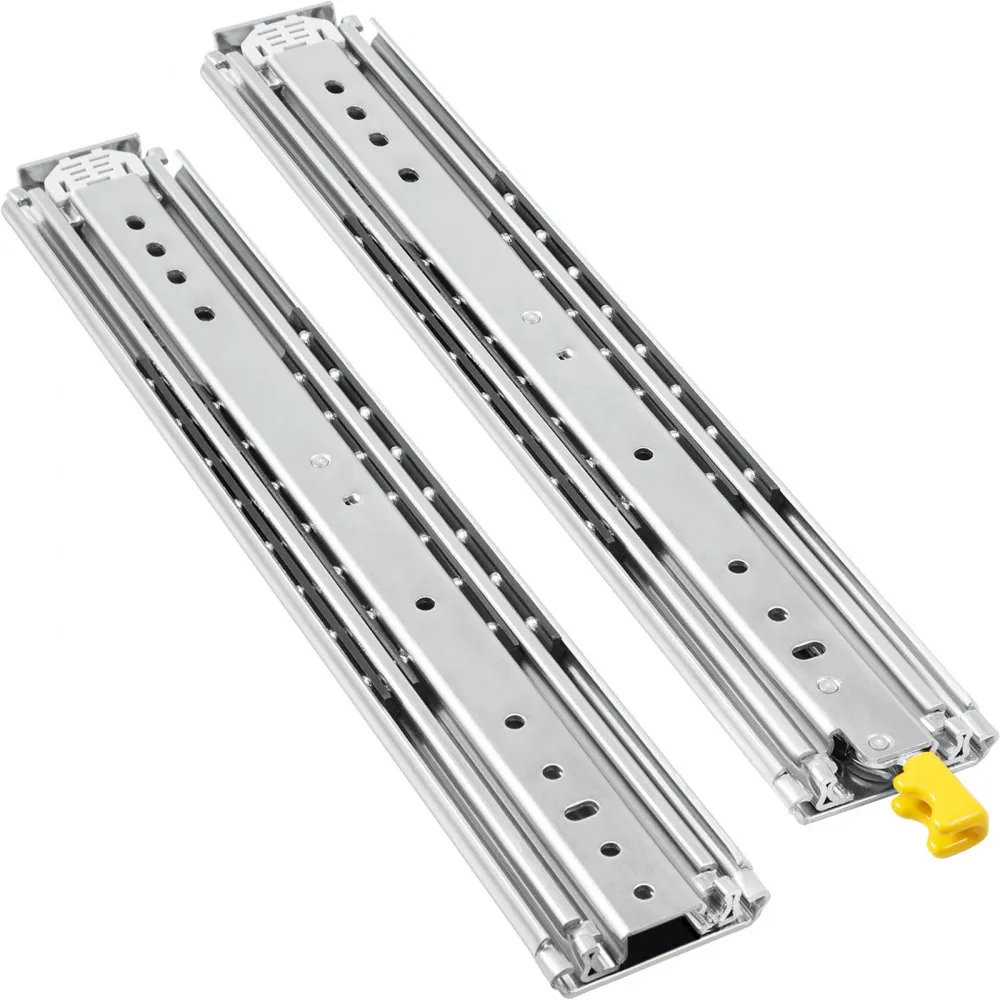 VEVOR Heavy Duty Drawer Slides 36\" Length, Locking Drawer Slides 500lbs Load Capacity Long Full Extension Drawer Slide 1 Pair Side Mount Ball Bearing Drawer Glides Push to Open Drawer Runners Rail