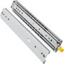 VEVOR heavy duty drawer slides in steel with yellow locking lever and multiple mounting holes.