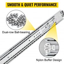 VEVOR Heavy Duty Drawer Slides 48" Length, Locking Drawer Slides 500lbs Load Capacity Long Full Extension Drawer Slide 1 Pair Side Mount Ball Bearing Drawer Glides Push to Open Drawer Runners Rail