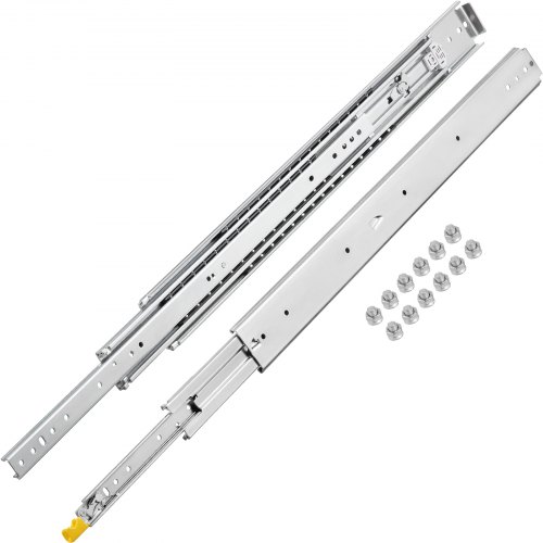 VEVOR Heavy Duty Drawer Slides 60" Length, Locking Drawer Slides 500lbs Load Capacity Long Full Extension Drawer Slide 1 Pair Side Mount Ball Bearing Drawer Glides Push to Open Drawer Runners Rail
