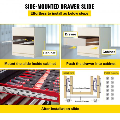 VEVOR Drawer Slides, 1 Pair 24 Inch Soft Close Drawer Slides, Ball Bearing Side Mount Drawer Hardware Slides, 500 LBS Load Capacity 3-Section Full Extension Drawer Slides for Smooth Slide, Less Noise