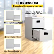 VEVOR Drawer Slides, 1 Pair 30 Inch Soft Close Drawer Slides, Ball Bearing Side Mount Drawer Hardware Slides, 500 LBS Load Capacity 3-Section Full Extension Drawer Slides for Smooth Slide, Less Noise