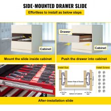 VEVOR Drawer Slides, 1 Pair 30 Inch Soft Close Drawer Slides, Ball Bearing Side Mount Drawer Hardware Slides, 500 LBS Load Capacity 3-Section Full Extension Drawer Slides for Smooth Slide, Less Noise