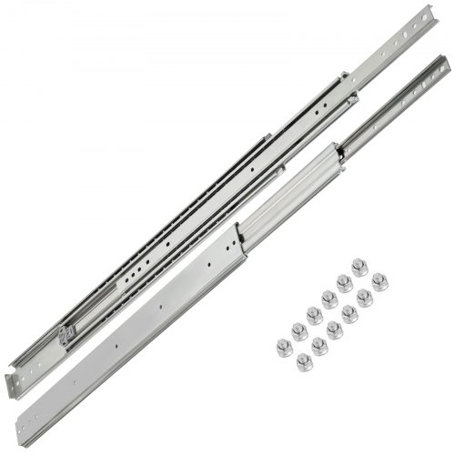 VEVOR Drawer Slides, 1 Pair 40 Inch Heavy Duty Drawer Slides, Ball Bearing Side Mount Drawer Hardware Slides, 500 LBS Load Capacity 3-Section Full Extension Drawer Slides for Smooth Slide, Less Noise
