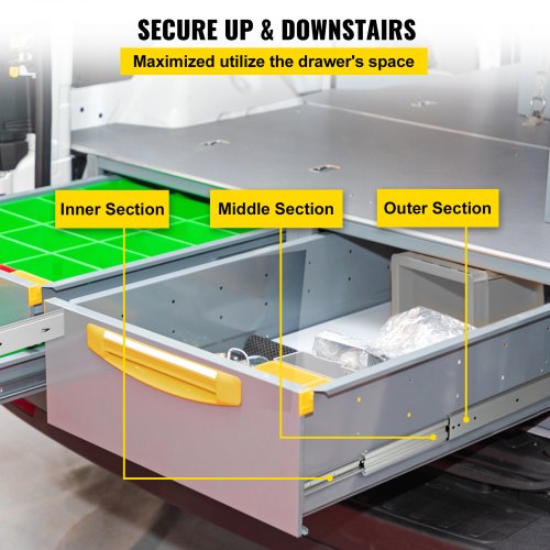 VEVOR Drawer Slides, 1 Pair 52 Inch Soft Close Drawer Slides, Ball Bearing Side Mount Drawer Hardware Slides, 500 LBS Load Capacity 3-Section Full Extension Drawer Slides for Smooth Slide, Less Noise