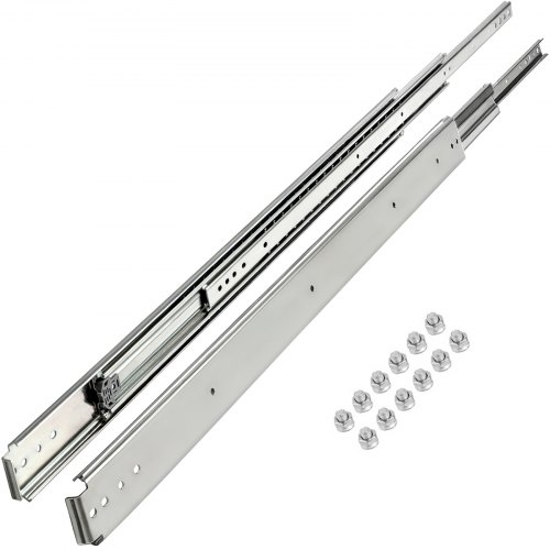 VEVOR Drawer Slides, 1 Pair 52 Inch Heavy Duty Drawer Slides, Ball Bearing Side Mount Drawer Hardware Slides, 500 LBS Load Capacity 3-Section Full Extension Drawer Slides for Smooth Slide, Less Noise