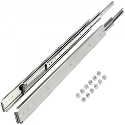 VEVOR Drawer Slides 500 lb Capacity 1 Pair 60 Inch Length Heavy Duty Drawer Slides, Ball Bearing Side Mount Drawer Slides 3-Section Full Extension Heavy Duty Drawer Slides for Smooth Slide, Less Noise