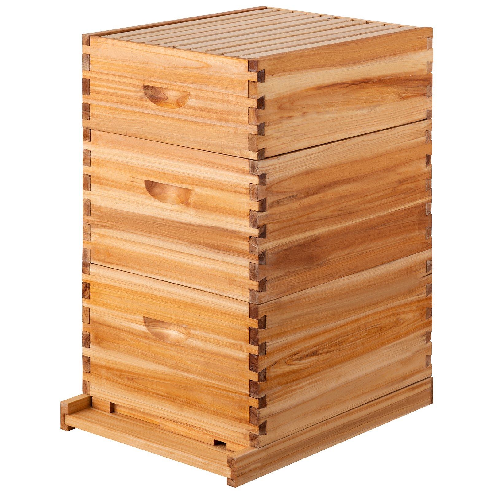VEVOR Beehive Box Kit Bee Honey Hive 30 Frames 2 Deep 1 Medium Natural Fir Wood