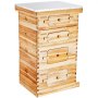VEVOR Bee Hive 40 Frame Bee Hives Starter Kit, Beeswax Coated Fir Wood, 2 Deep + 2 Medium Bee Boxes Langstroth Beehive Kit, Transparent Acrylic Windows with Foundations for Beginners Pro Beekeepers