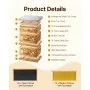 VEVOR Bee Hive 30 Frame Bee Hives Starter Kit, Beeswax Coated Fir Wood, 2 Deep + 1 Medium Bee Boxes Langstroth Beehive Kit, Transparent Acrylic Windows with Foundations for Beginners Pro Beekeepers
