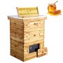 VEVOR Bee Hive 30 Frame Bee Hives Starter Kit, Beeswax Coated Fir Wood, 2 Deep + 1 Medium Bee Boxes Langstroth Beehive Kit, Transparent Acrylic Windows with Foundations for Beginners Pro Beekeepers