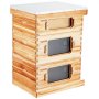 VEVOR Bee Hive 30 Frame Bee Hives Starter Kit, Beeswax Coated Fir Wood, 2 Deep + 1 Medium Bee Boxes Langstroth Beehive Kit, Transparent Acrylic Windows with Foundations for Beginners Pro Beekeepers