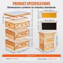 VEVOR Bee Hive Kit de inicio de colmenas de abejas con 30 marcos, madera de cedro recubierta de cera de abejas, 2 cajas de abejas profundas + 1 mediana, kit de colmena Langstroth, ventanas acrílicas transparentes con bases para apicultores principiantes y profesionales