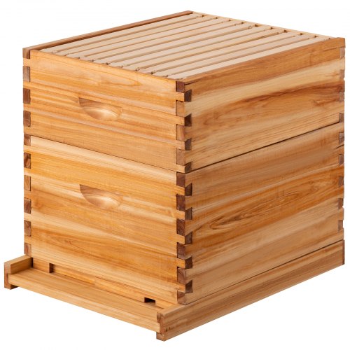 VEVOR Beehive Box Kit Bee Honey Hive 20 Frames 1 Deep 1 Medium Natural Fir Wood