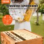 VEVOR Bee Hive, 10-Frame Complete Beehive Kit, 100% Beeswax Natural Wood, Includes 1 Medium Box with 10 Wooden Frames and Waxed Foundations, for Beginners and Pro Beekeepers