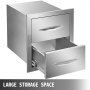 Vevor Bbq Double Doors Drawer Outdoor Kitchen Stainless Steel 13.7x15.7x17.7inch