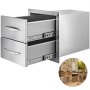 Outdoor Kitchen Double Drawer Bbq Access Drawer Stainless Steel Island 35x40 Cm
