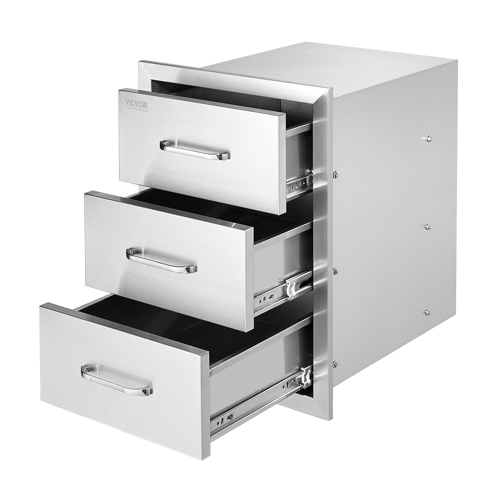 VEVOR Outdoor Kitchen Drawers, Flush Mount Triple Access BBQ Drawers with Stainless Steel Handle, BBQ Island Drawers for Outdoor Kitchens or BBQ Island Patio Grill Station