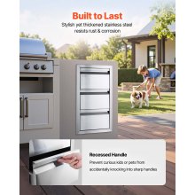 VEVOR Outdoor Kitchen Drawers 15" W x 25.4" H x 19" D, Box Frame Style Flush Mount BBQ Drawers with Stainless Steel Handle, BBQ Island Drawers for Outdoor Kitchens or Patio Grill Station