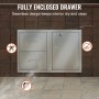 VEVOR Outdoor Kitchen Door Drawer Combo 32.5" W x 21.6" H x 20.5''D, Access Door/Double Drawers with Paper Towel Rack, BBQ Island Drawers with Stainless Steel Handles for Outdoor Kitchen