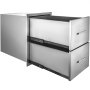 VEVOR Outdoor Kitchen Drawers 16\" W x 21\" H x 20.5\" D, Flush Mount Double BBQ Access Drawers with Recessed Handle, BBQ Island Drawers for Outdoor Kitchens or Patio Grill Station