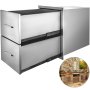 VEVOR Outdoor Kitchen Drawers 16" W x 21" H x 20.5" D, Flush Mount Double BBQ Access Drawers with Recessed Handle, BBQ Island Drawers for Outdoor Kitchens or Patio Grill Station