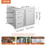 VEVOR Outdoor Kitchen Door Drawer Combo 29.5\" W x 22.6\" H x 21.7\'\'D, Access Door/Triple Drawers with Propane Drawer and Adjustable Garbage Ring, Perfect for BBQ Island Patio Grill Station