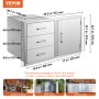 Vevor Stainless Triple Drawer 91x54cm Combo Kitchen Resistant Built-in Drawer