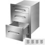 VEVOR Outdoor Kitchen Drawers 15"W x 21"H x 22.5"D, Flush Mount Triple Access BBQ Drawers Stainless Steel with Handle, BBQ Island Drawers for Outdoor Kitchens or Patio Grill Station