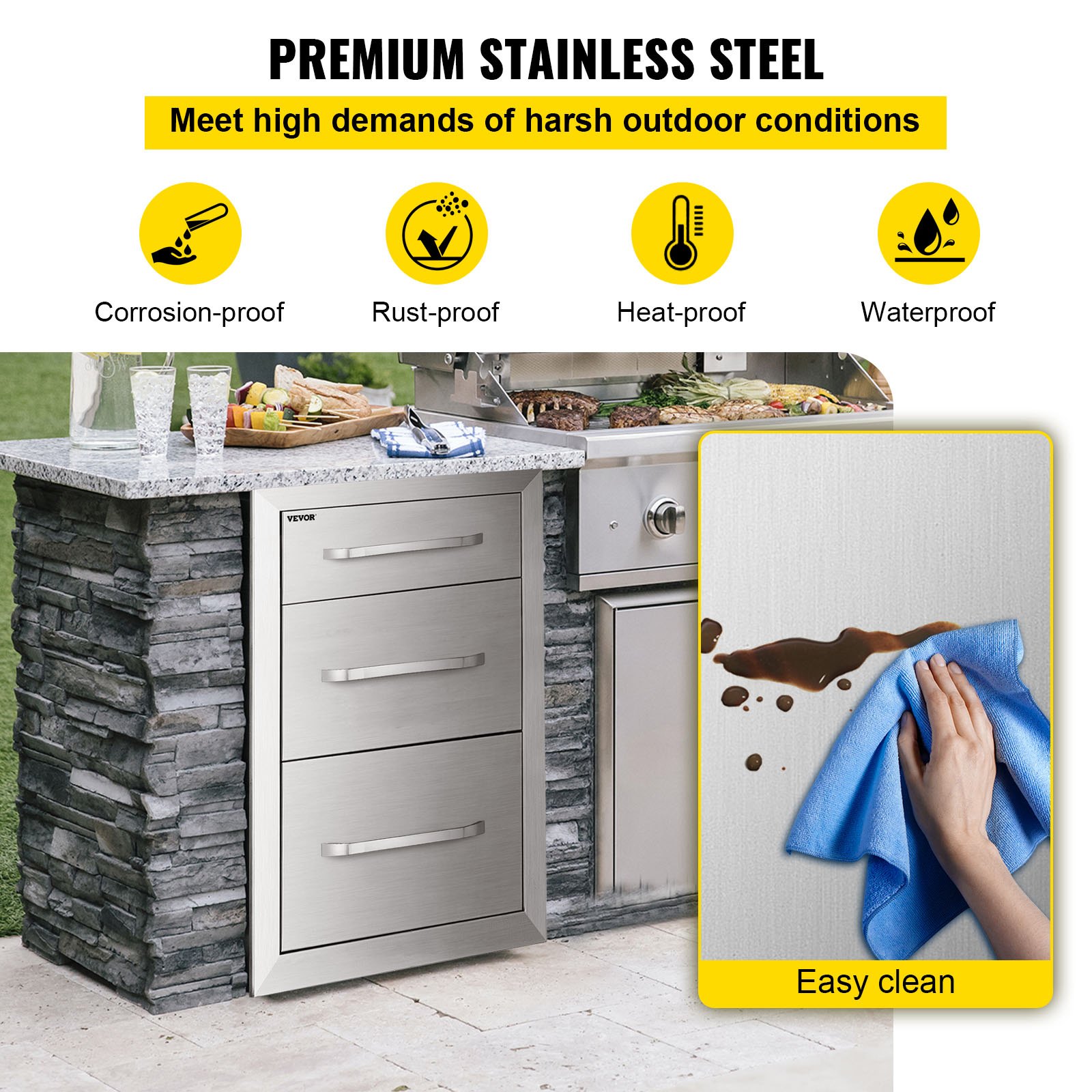 Chest of Drawers 257.4 * 37.6 * 53.3 cm Stainless Steel