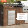 VEVOR Outdoor Kitchen Drawers 16\" W x 28.5\" H x 20.5\" D, Flush Mount Triple Access BBQ Drawers Stainless Steel with Handle, BBQ Island Drawers for Outdoor Kitchens or Patio Grill Station