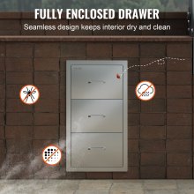 Vevor Stainless Steel 3 Bbq Access Drawer 40x77 Cm Island Drawer Storage Outdoor