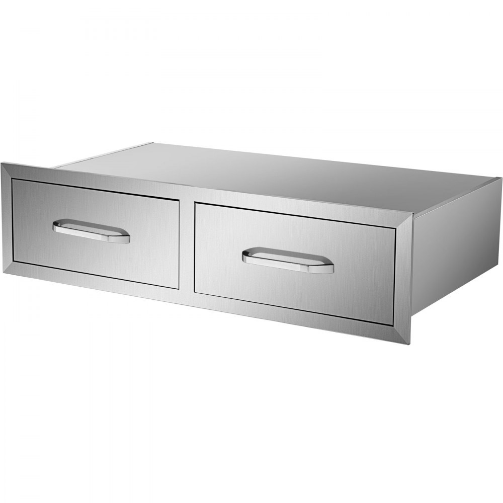 VEVOR Outdoor Kitchen Drawers 30\" W x 10\" H x 20\" D, Horizontal Double BBQ Access Drawers Stainless Steel with Handle, BBQ Island Drawers for Outdoor Kitchens or Patio Grill Station