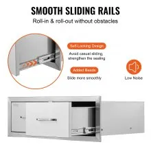 VEVOR Outdoor Kitchen Drawers 29.5"W x 10"H x 19.7"D, Horizontal Double BBQ Access Drawers Stainless Steel with Handle, BBQ Island Drawers for Outdoor Kitchens or Patio Grill Station