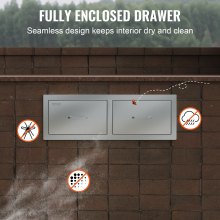VEVOR Outdoor Kitchen Drawers 29.5"W x 10"H x 19.7"D, Horizontal Double BBQ Access Drawers Stainless Steel with Handle, BBQ Island Drawers for Outdoor Kitchens or Patio Grill Station