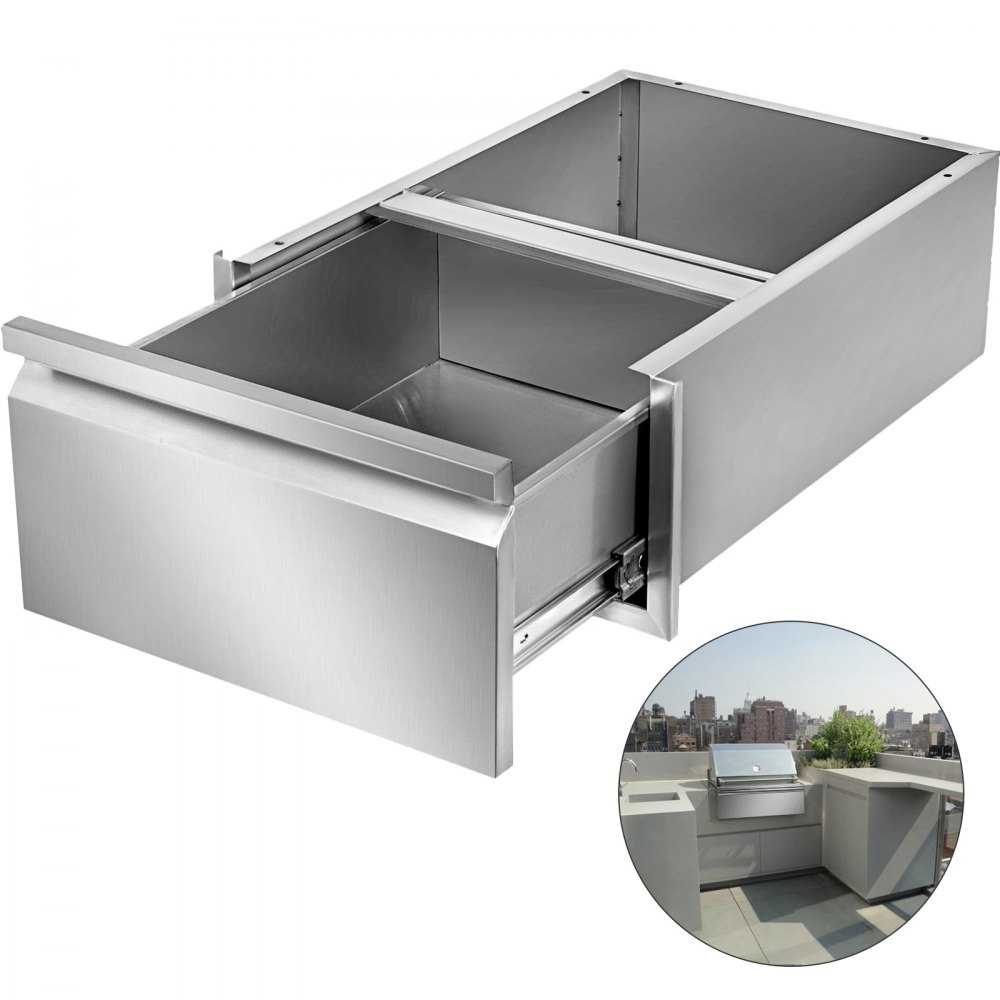 Stainless Steel Single Outdoor Kitchen Bbq Island 37 X 20 Cm Table Drawer